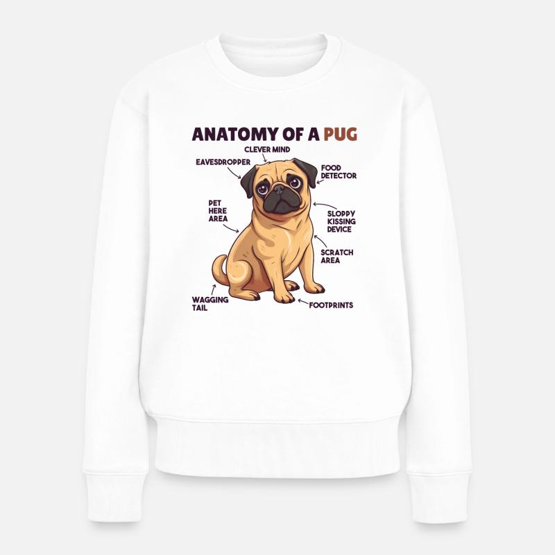 Hunde Erklärung Anatomy eines Mops - Frauen Premium Bio Pullover - Weiß