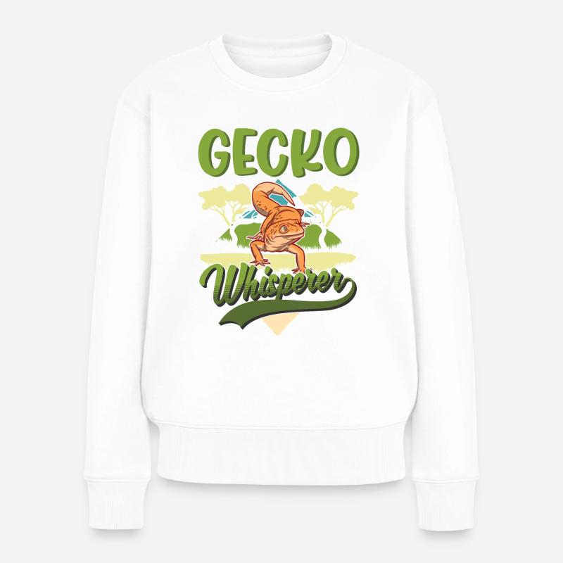 Gecko Flüsterer Gecko Whisperer Leopardgecko - Frauen Premium Bio Pullover - Weiß