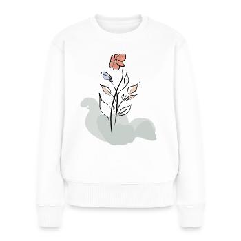 rote Blume in Pastellfarben - Frauen Premium Bio Pullover - Weiß - Vorne - Julia (174cm)