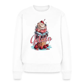 Gelato Eis Eiscreme Eisdiele - Frauen Premium Bio Pullover - Weiß - Vorne - Julia (174cm)