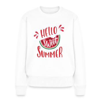 Hello sweet Summer - Frauen Premium Bio Pullover - Weiß - Vorne - Julia (174cm)