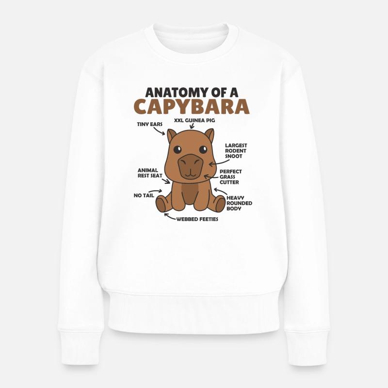süßes Capybara Erklärung Anatomy of a Capybara - Frauen Premium Bio Pullover - Weiß