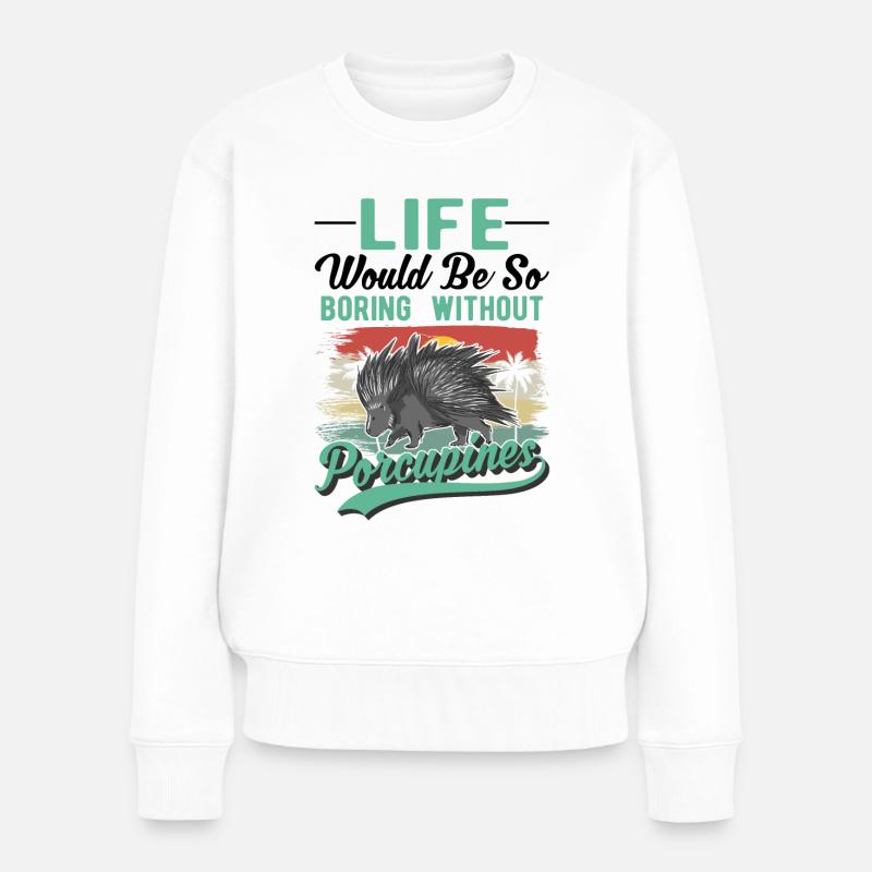 Stachelschwein Geschenk Porcupine - Frauen Premium Bio Pullover - Weiß