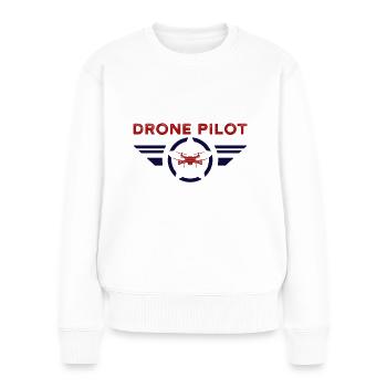 Drohnen Pilot - Frauen Premium Bio Pullover - Weiß - Vorne - Julia (174cm)