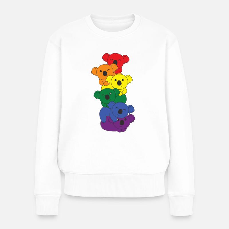 Regenbogen Flag Pride LGBTQ süßer Koala Stapel - Frauen Premium Bio Pullover - Weiß