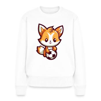 Cute cartoon fox playing soccer for kids - Women's Premium Organic Jumper - white - Front - Julia (174cm)
