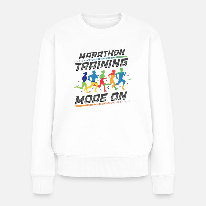 Marathon-Trainingsmodus, auf Marathon Runner - Frauen Premium Bio Pullover - Weiß