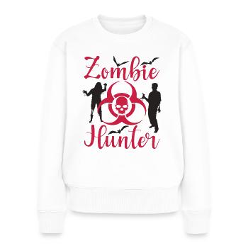 Zombie Hunter Halloween Zombie Jäger - Frauen Premium Bio Pullover - Weiß - Vorne - Julia (174cm)
