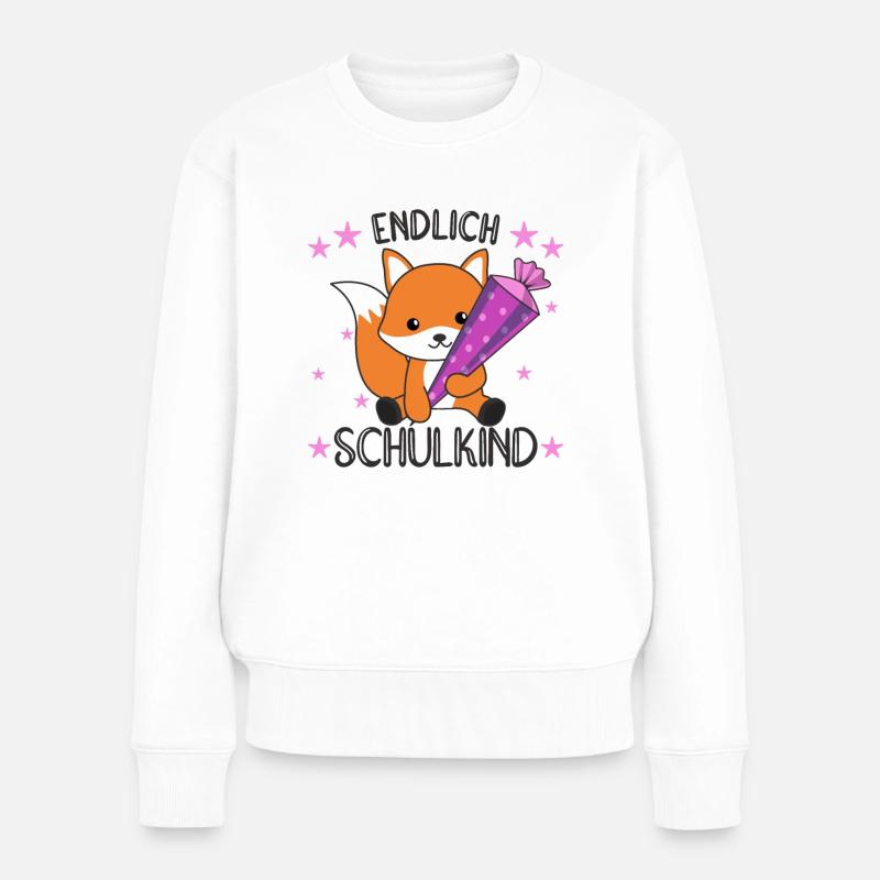 endlich Schulkind Einschulung Schule Fuchs - Frauen Premium Bio Pullover - Weiß