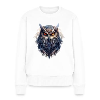 Süße Eule mit großen Augen - Frauen Premium Bio Pullover - Weiß - Vorne - Julia (174cm)