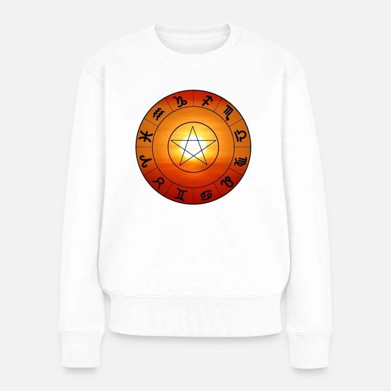 Sonne mit Sternzeichen - Sonnenuntergang - Frauen Premium Bio Pullover - Weiß