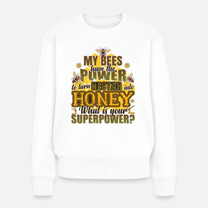 Beekeping Lustig - Frauen Premium Bio Pullover - Weiß
