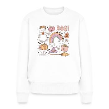 Retro Halloween Elements: Ghost, Pumpkin and Magic - Women's Premium Organic Jumper - white - Front - Julia (174cm)