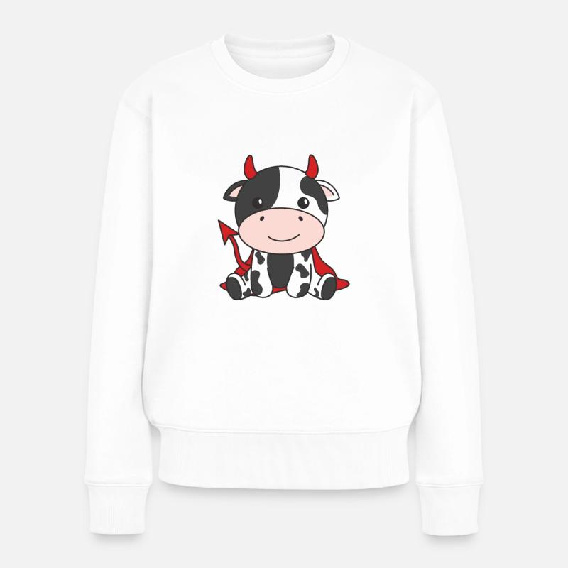 Costume de diable heureux d’Halloween de vache - Pull Premium bio Femme - blanc