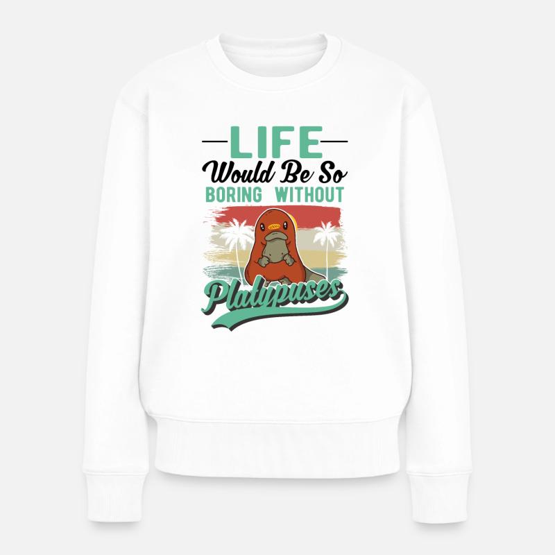 Schnabeltier Geschenk Platypus - Frauen Premium Bio Pullover - Weiß