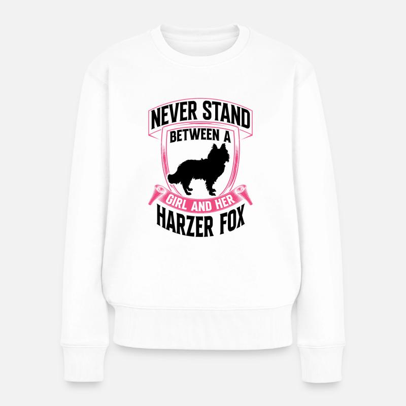 Mädchen und ihr Harzer Fuchs Altdeutscher Hütehund - Frauen Premium Bio Pullover - Weiß