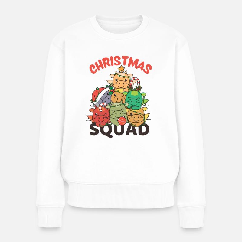Drache Weihnachtsbaum Christmas Squad Drache - Frauen Premium Bio Pullover - Weiß