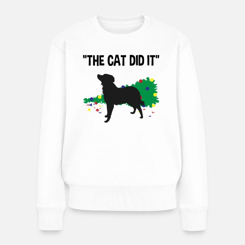 Schuldiger Hund Katzenstreiche Weihnachten - Frauen Premium Bio Pullover - Weiß