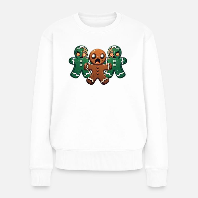 Walking Gingerbread - Frauen Premium Bio Pullover - Weiß