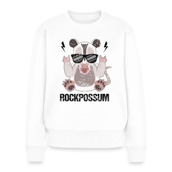 Coole Opossum Sonnenbrille Spruch - Frauen Premium Bio Pullover - Weiß - Vorne - Julia (174cm)