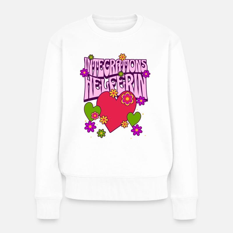 Integrationshelferin I-Helferin Schule KiTa Herz - Frauen Premium Bio Pullover - Weiß