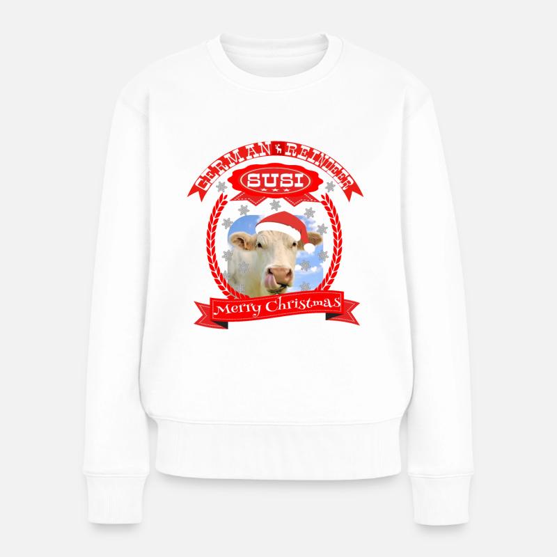 Frohe Weihnachten ein deutsches Rentier - Frauen Premium Bio Pullover - Weiß