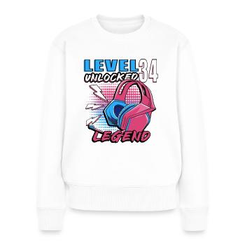 Level 34 Unlocked - Women's Premium Organic Jumper - white - Front - Julia (174cm)