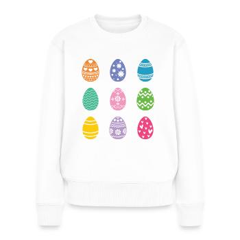 Oeufs de Pâques - Pull Premium bio Femme - blanc - Devant - Julia (174cm)