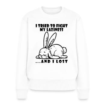Fauler Hase faul müde entspannt - Frauen Premium Bio Pullover - Weiß - Vorne - Julia (174cm)
