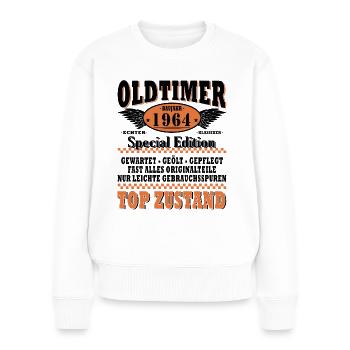 60. Geburtstag Oldtimer Modell 1964 60 Jahre - Frauen Premium Bio Pullover - Weiß - Vorne - Julia (174cm)