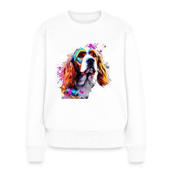 Englischer Cocker Spaniel künstlerisch gestaltet - Frauen Premium Bio Pullover - Weiß - Vorne - Julia (174cm)