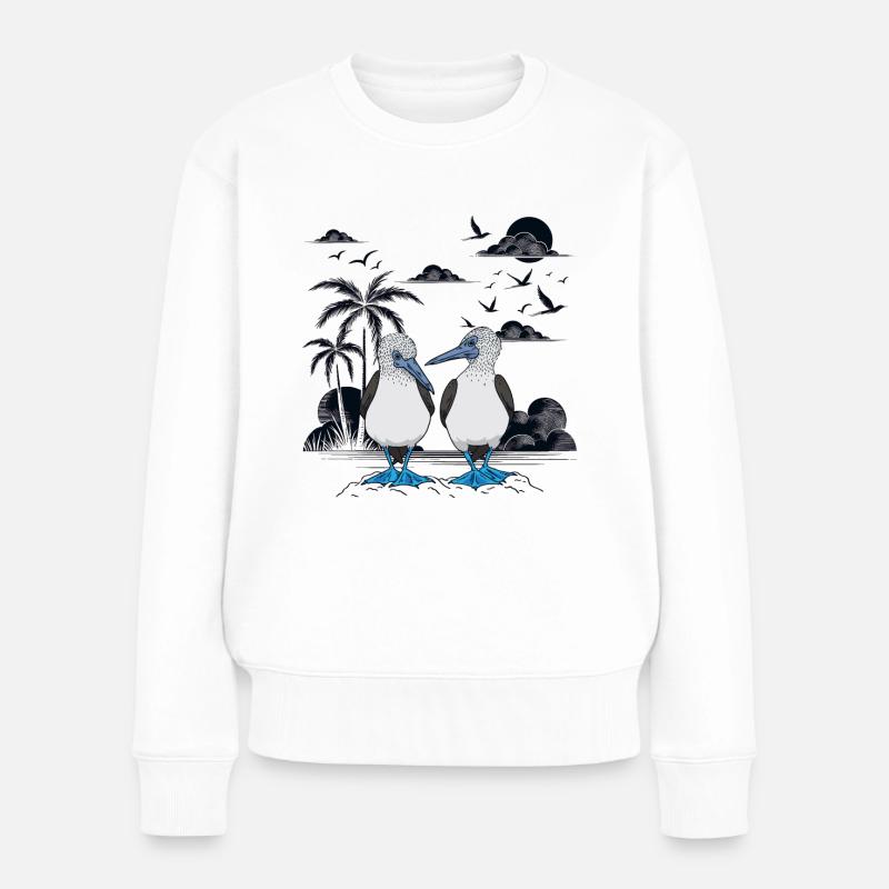 Galapagos Islands Blaufußtölpel - Frauen Premium Bio Pullover - Weiß