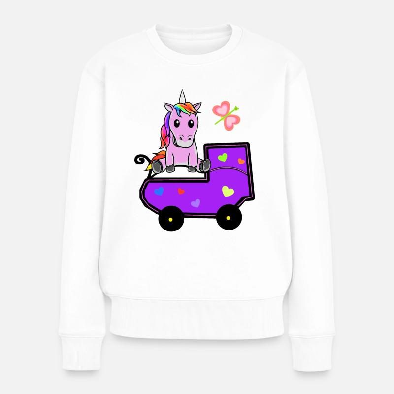 Einhorn Einhörner Baby Schwangerschaft Geburt - Frauen Premium Bio Pullover - Weiß