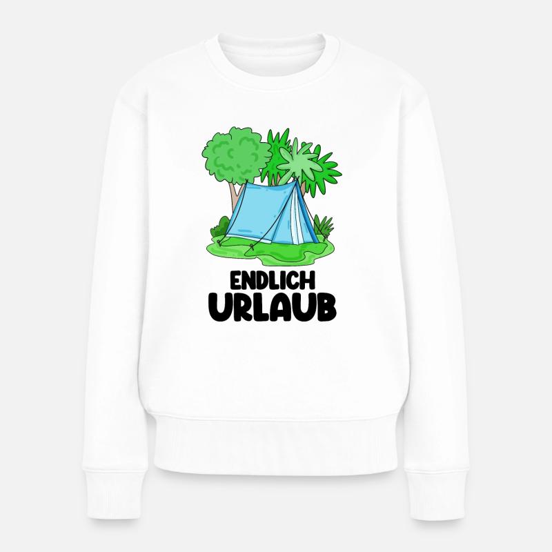 Zelt Urlaub Urlauber Zelten - Frauen Premium Bio Pullover - Weiß