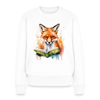 Livre de lecture renard imprimé de conception animale colorée - Pull Premium bio Femme - blanc - Devant - Julia (174cm)