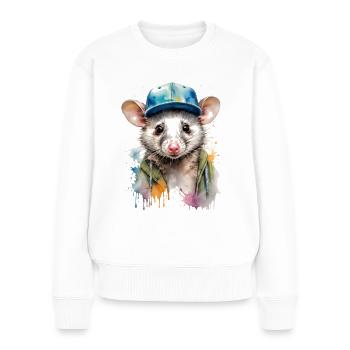 Opossum Snapback Cap Cool Tier Design Print - Women's Premium Organic Jumper - white - Front - Julia (174cm)