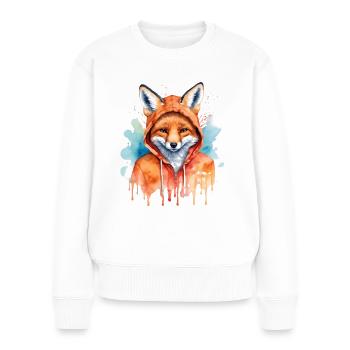 Fuchs Hoodie Bunt Lustig Tier Design Print - Frauen Premium Bio Pullover - Weiß - Vorne - Julia (174cm)