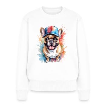 Casquette Bouledogue Français Snapback Frenchie Dog - Pull Premium bio Femme - blanc - Devant - Julia (174cm)