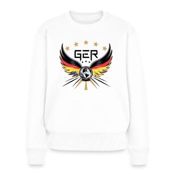 Deutschland Deutscher Deutsch GER Almanya Alemania - Frauen Premium Bio Pullover - Weiß - Vorne - Julia (174cm)