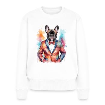 Costume Bouledogue Français Frenchie Chien Animal - Pull Premium bio Femme - blanc - Devant - Julia (174cm)
