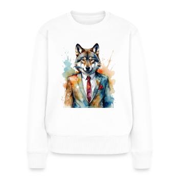 Wolf Suit Colorful Animal Design Print - Women's Premium Organic Jumper - white - Front - Julia (174cm)