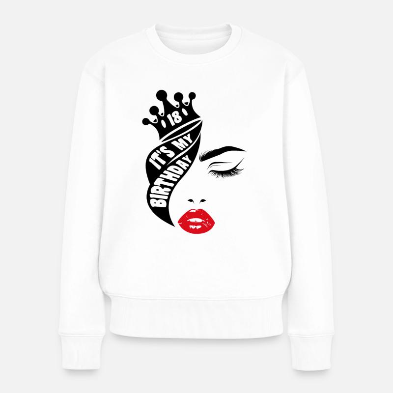 It's My Birthday Queen 18. Geburtstag Geschenk - Frauen Premium Bio Pullover - Weiß