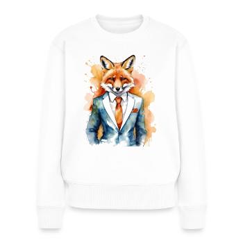 Fuchs Anzug Bunt Tier Design Print - Frauen Premium Bio Pullover - Weiß - Vorne - Julia (174cm)