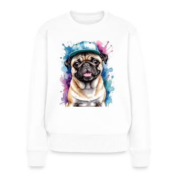 Carlin Snapback Cap Chien Coloré Drôle Design Imprimer - Pull Premium bio Femme - blanc - Devant - Julia (174cm)