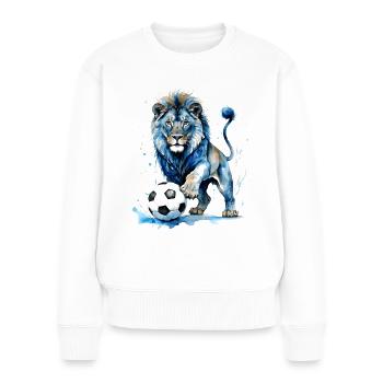 Löwe Fußball Bunt England Tier Design Print - Frauen Premium Bio Pullover - Weiß - Vorne - Julia (174cm)