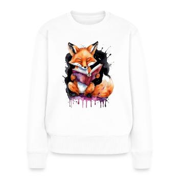 Livre de lecture renard imprimé de conception animale colorée - Pull Premium bio Femme - blanc - Devant - Julia (174cm)