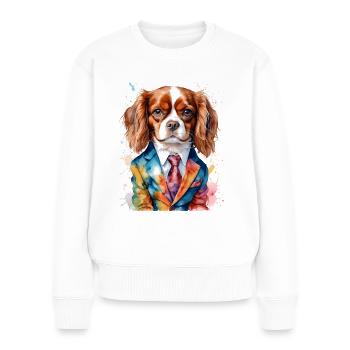 Cavalier King Charles Spaniel Costume Imprimé Chien - Pull Premium bio Femme - blanc - Devant - Julia (174cm)