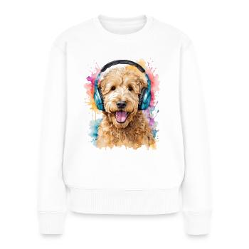 Goldendoodle Casque Chien Animal Design Imprimer - Pull Premium bio Femme - blanc - Devant - Julia (174cm)