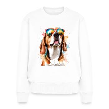 Beagle Sunglasses Dog Funny Animal Design Print - Women's Premium Organic Jumper - white - Front - Julia (174cm)