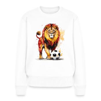 Löwe Fußball Bunt Belgien Tier Design Print - Frauen Premium Bio Pullover - Weiß - Vorne - Julia (174cm)